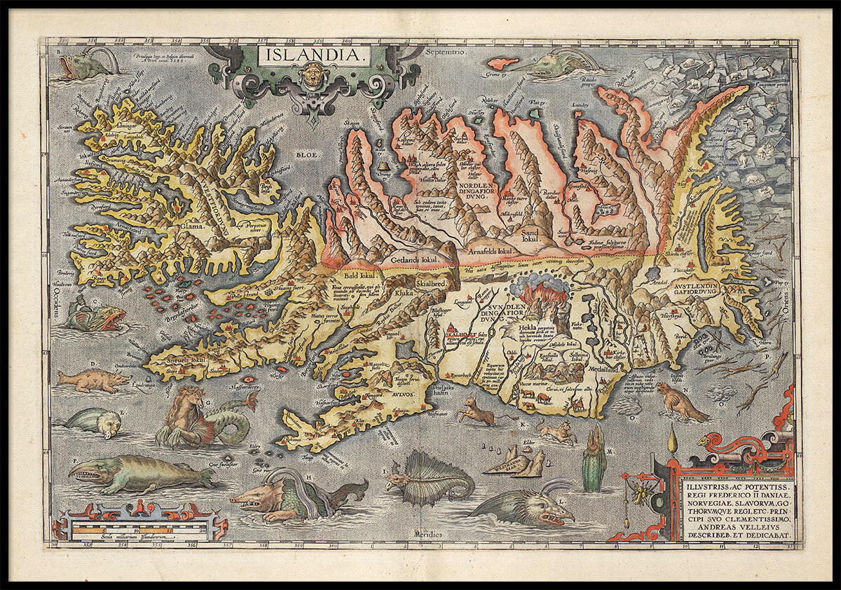 Köp Islandia - gammal karta över Island från 1585