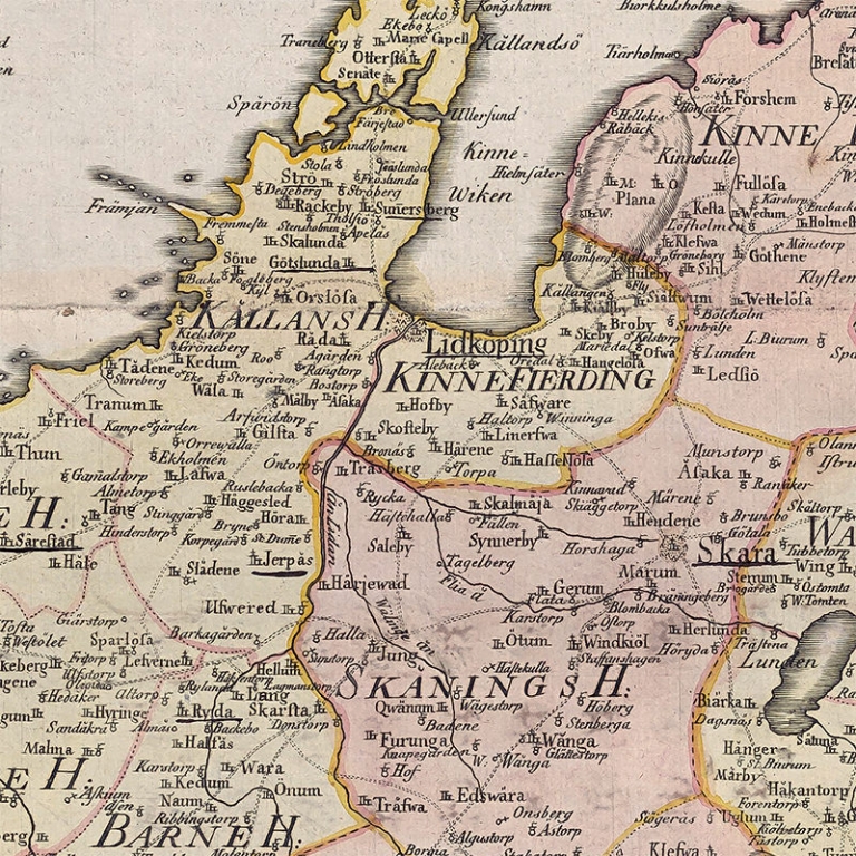 Historisk karta över Norra Västergötland, 1780 - Allmogens